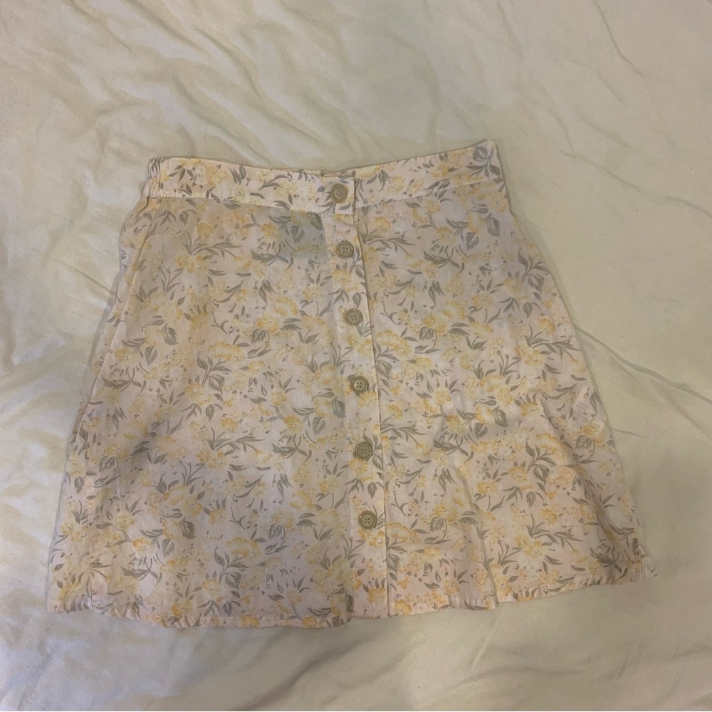 Motel Rocks vintage yellow, cream and green floral mini skirt size XS
